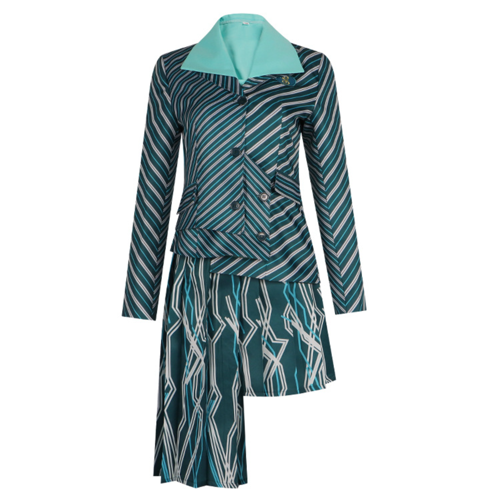 Movie Wicked Nessarose Cosplay Costume Green Striped Dress