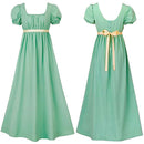 11 Kinds Jane Austen Style High Waistline Ruffled Puff Sleeve Regency Dress