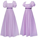 11 Kinds Jane Austen Style High Waistline Ruffled Puff Sleeve Regency Dress