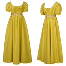 11 Kinds Jane Austen Style High Waistline Ruffled Puff Sleeve Regency Dress