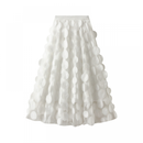 12 kinds Women Tulle Midi Skirt High Elastic Waist 3D Polka Dot Mesh Skirt - AwwwCos