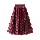 12 kinds Women Tulle Midi Skirt High Elastic Waist 3D Polka Dot Mesh Skirt - AwwwCos