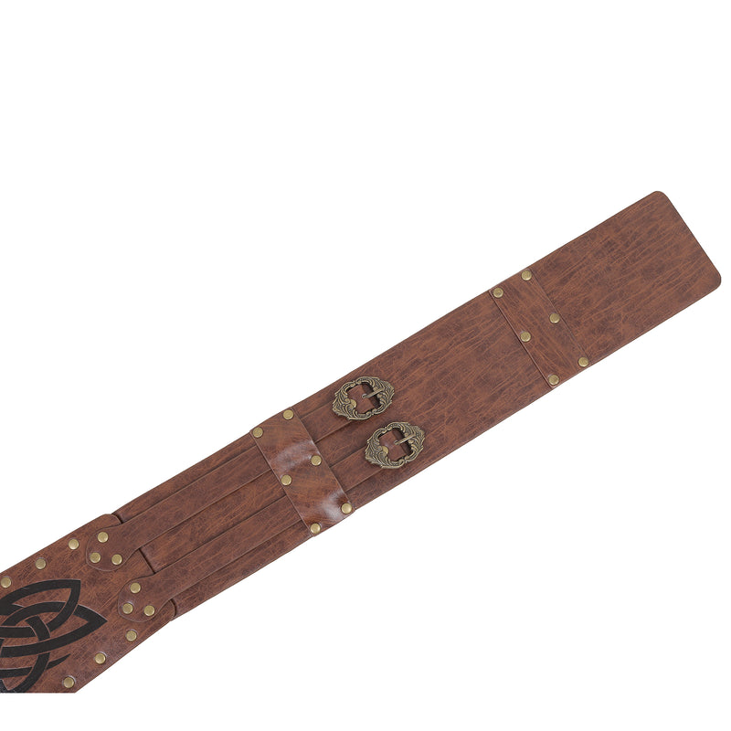 Nordic Viking Embossed Medieval Vintage Waist Seal Knight Wide Belt - AwwwCos