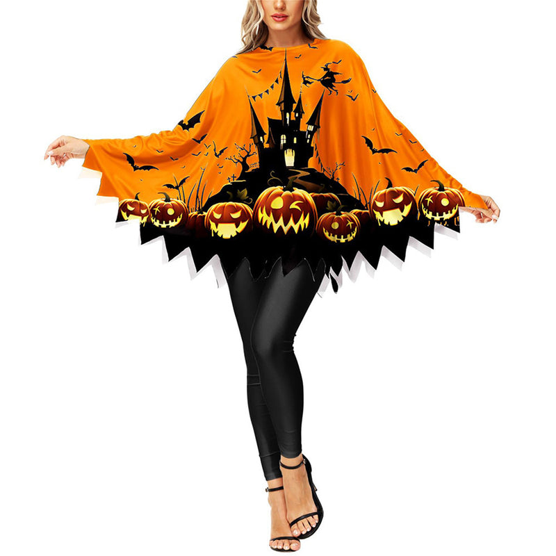 19 Kinds Halloween Pumpkin Costume Spider Web Skeleton Poncho Cloak - AwwwCos