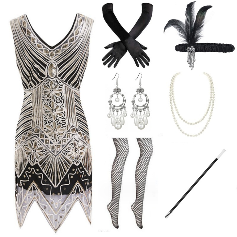 1920s Sequin Art Nouveau Handmade Beaded Tassels Dress Accessories - AwwwCos