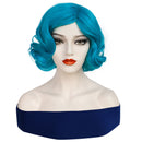 1920s Women 80s Party Synthetic Vintage Short Blue Wave Curly Wig - AwwwCos