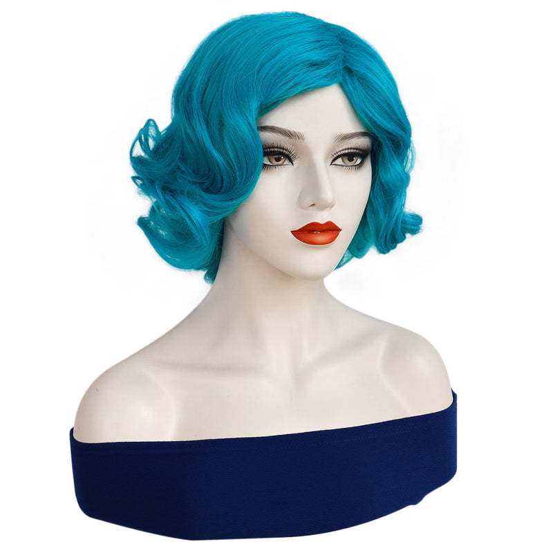 1920s Women 80s Party Synthetic Vintage Short Blue Wave Curly Wig