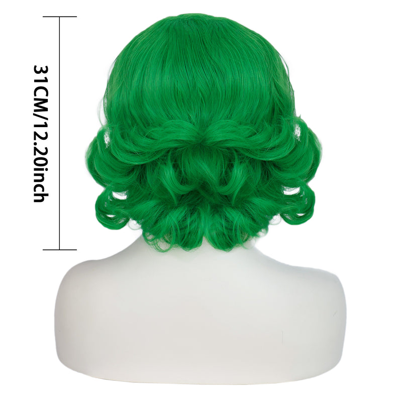 1920s Women 80s Party Synthetic Vintage Short Green Wave Curly Wig