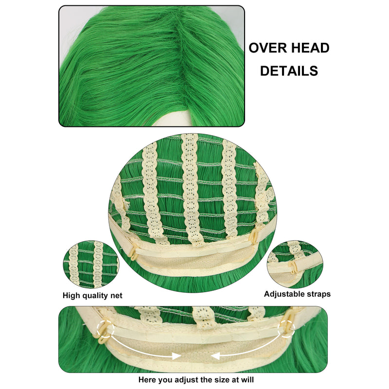 1920s Women 80s Party Synthetic Vintage Short Green Wave Curly Wig
