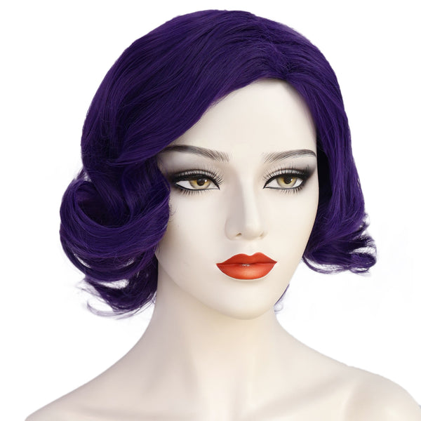 1920s Women 80s Party Synthetic Vintage Short Purple Wave Curly Wig
