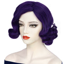 1920s Women 80s Party Synthetic Vintage Short Purple Wave Curly Wig - AwwwCos