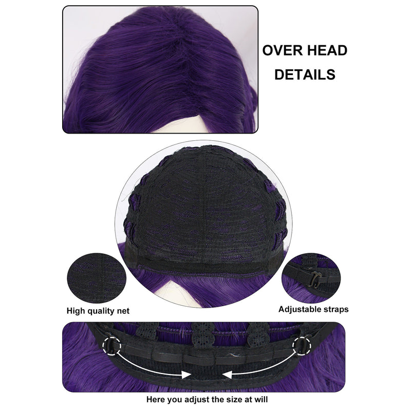 1920s Women 80s Party Synthetic Vintage Short Purple Wave Curly Wig