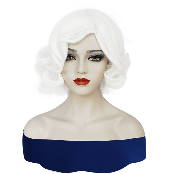 1920s Women 80s Party Synthetic Vintage Short White Wave Curly Wig