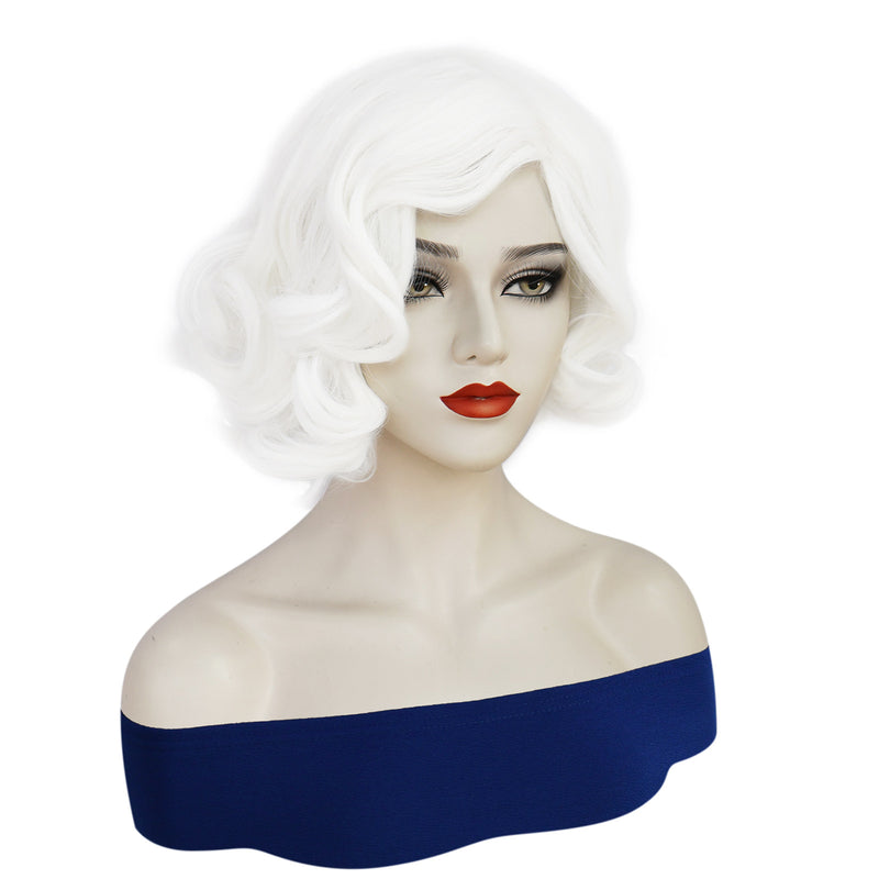 1920s Women 80s Party Synthetic Vintage Short White Wave Curly Wig