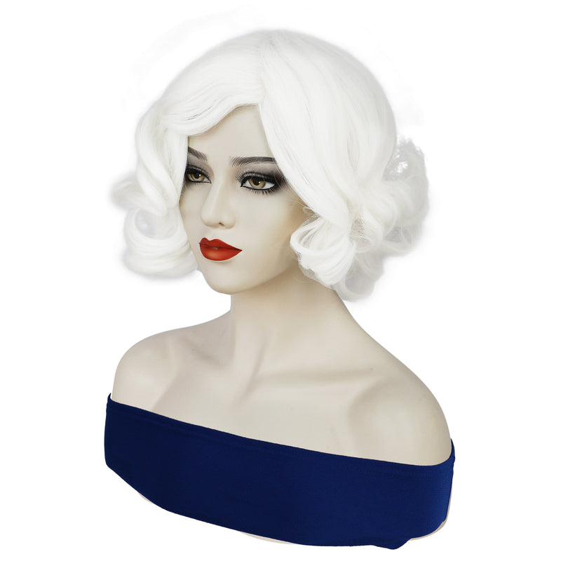 1920s Women 80s Party Synthetic Vintage Short White Wave Curly Wig