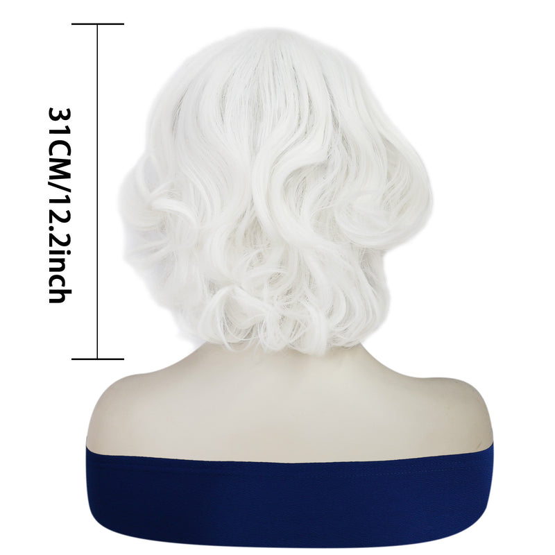 1920s Women 80s Party Synthetic Vintage Short White Wave Curly Wig