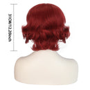 1920s Women 80s Synthetic Vintage Burgundy Red Wave Curly Short Wig - AwwwCos