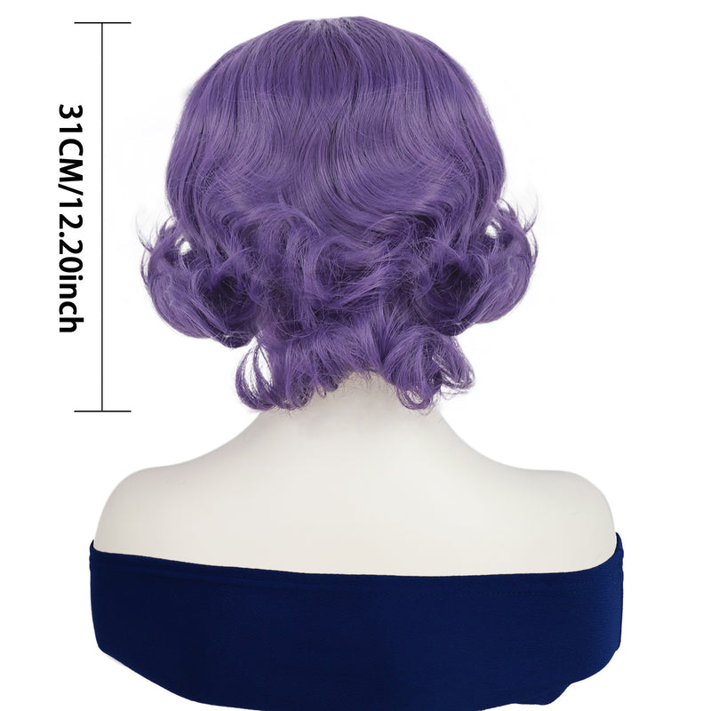 1920s Women 80s Synthetic Vintage Short Light Purple Wave Curly Wig