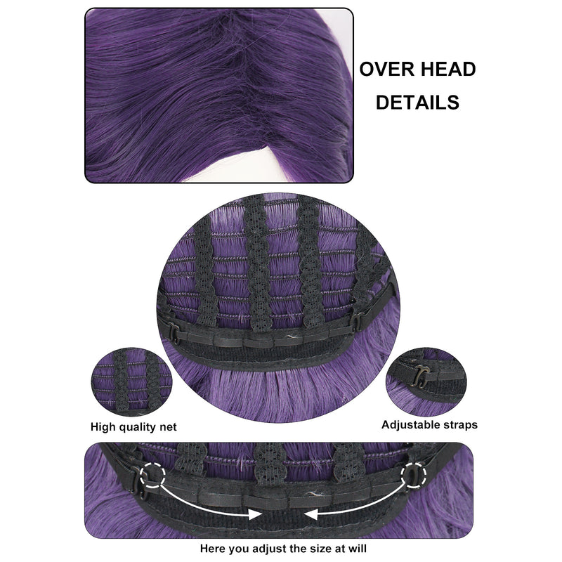 1920s Women 80s Synthetic Vintage Short Light Purple Wave Curly Wig