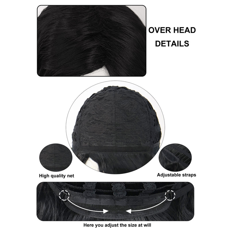1920s Women 80s Synthetic Vintage Short Black Wave Curly Wig