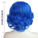 1920s Women 80s Synthetic Vintage Short Royal Blue Wave Curly Wig - AwwwCos