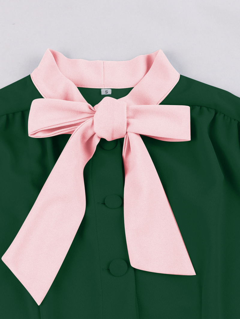 1950s Cocktail Party Rockabilly Retro Short Sleeve Tie Midi Dress