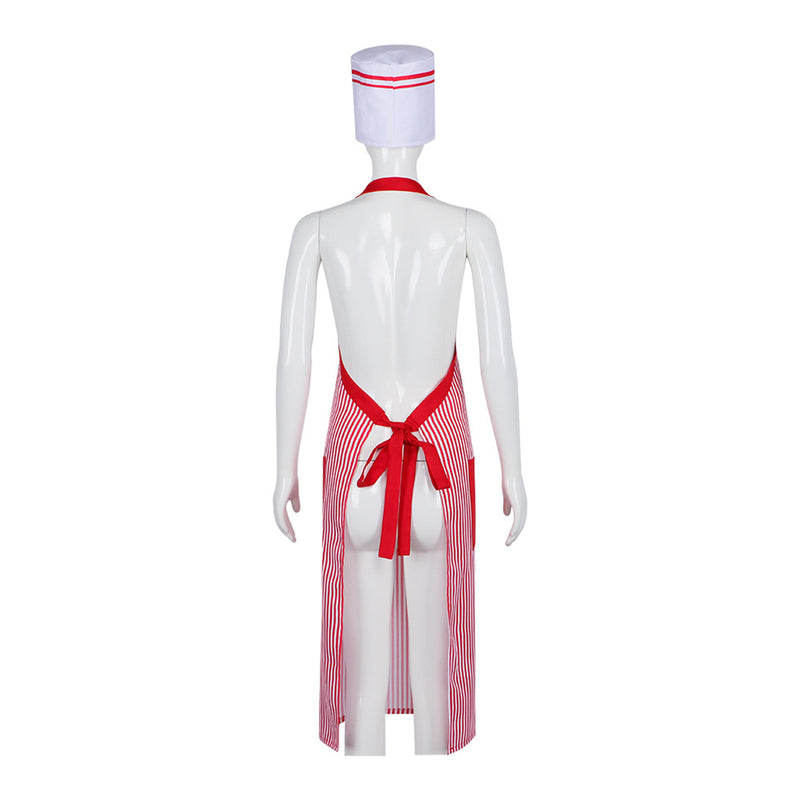 1950s Waiter Cosplay Costume Ice Cream Red White Striped Apron Hat - AwwwCos