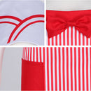 1950s Waiter Cosplay Costume Ice Cream Red White Striped Apron Hat - AwwwCos