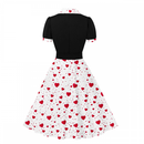 1950s Women Blazer Collar Hearts Print Festival Vintage Dress - AwwwCos