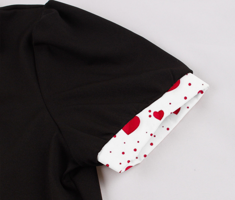 1950s Women Blazer Collar Hearts Print Festival Vintage Dress
