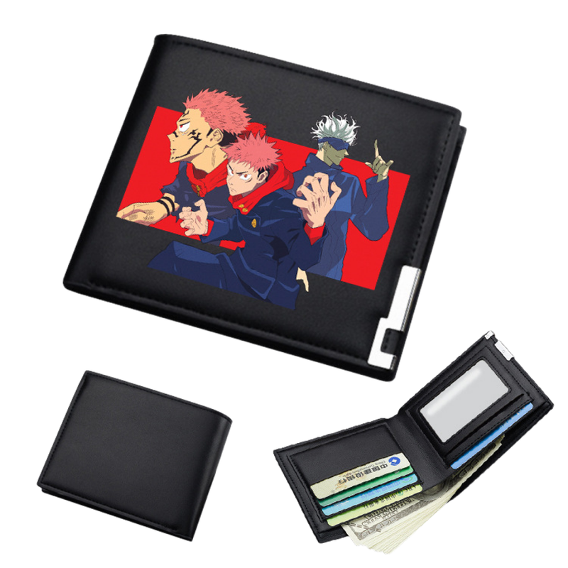 AwwwCos Anime Jujutsu Kaisen Itadori Yuji Gojo Satoru Sukuna Wallets Artificial Leather Slim Bi-Fold Wallet Multi Purpose Wallet