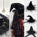 2 Kinds Black Lace Chain Bow Ribbon Handmade Gothic Pointed Wizard Hat