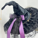 2 Kinds Black Lace Chain Bow Ribbon Handmade Gothic Pointed Wizard Hat