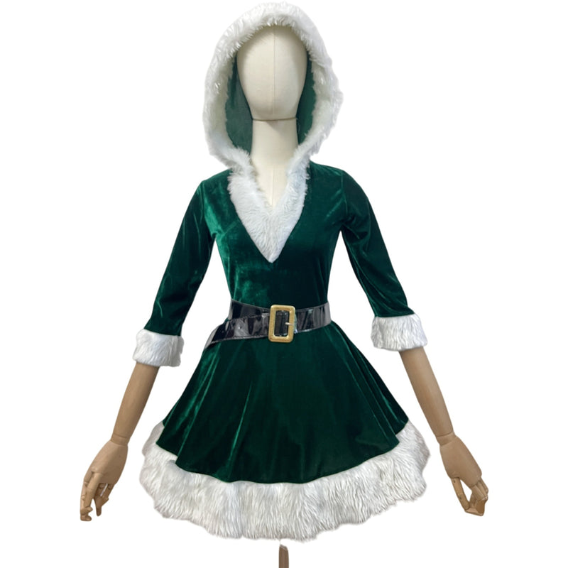 2 Kinds Christmas Mini Dress Hat Women Mrs Santa Claus Cosplay Costume - AwwwCos