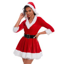 2 Kinds Christmas Mini Dress Hat Women Mrs Santa Claus Cosplay Costume - AwwwCos