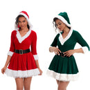 2 Kinds Christmas Mini Dress Hat Women Mrs Santa Claus Cosplay Costume - AwwwCos