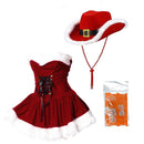 2 Kinds Hat Women Christmas Mrs Santa Claus Cosplay Costume Red Dress - AwwwCos