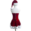 2 Kinds Hat Women Christmas Mrs Santa Claus Cosplay Costume Red Dress - AwwwCos