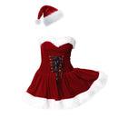 2 Kinds Hat Women Christmas Mrs Santa Claus Cosplay Costume Red Dress - AwwwCos
