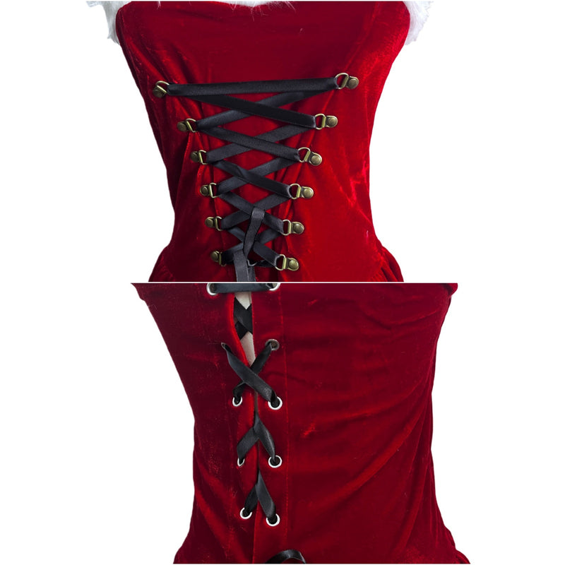 2 Kinds Hat Women Christmas Mrs Santa Claus Cosplay Costume Red Dress - AwwwCos