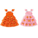 2 Kinds Toddler Girls 3D Pumpkin Ghost Doll Decor Kids Star Sequin Mesh Layered Dress
