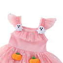 2 Kinds Toddler Girls 3D Pumpkin Ghost Doll Decor Kids Star Sequin Mesh Layered Dress
