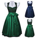 2 Kinds Traditional Oktoberfest Bavarian Cosplay Costume Cap Sleeve Dress Big Bow Apron