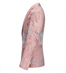 2 Piece Floral Uniform Dinner Tuxedo Jacket Pants Luxury Printed Wedding Blazer - AwwwCos