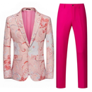 2 Piece Floral Uniform Dinner Tuxedo Jacket Pants Luxury Printed Wedding Blazer - AwwwCos