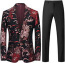 2 Piece Floral Uniform Dinner Tuxedo Jacket Pants Luxury Printed Wedding Blazer - AwwwCos
