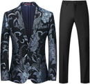 2 Piece Floral Uniform Dinner Tuxedo Jacket Pants Luxury Printed Wedding Blazer - AwwwCos