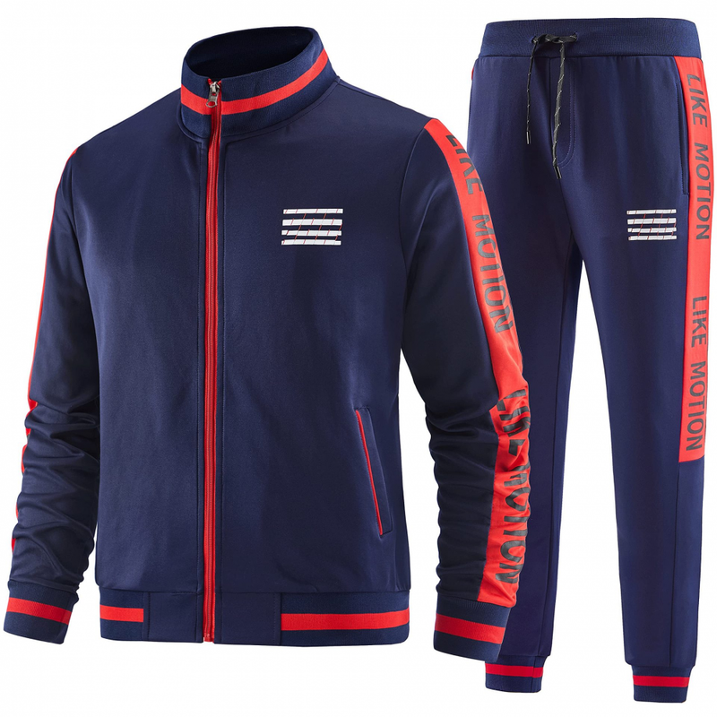 2 Piece Men's Track suits Sets Long Sleeve Full-zip Sweatsuit