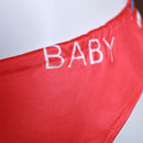 2 Piece Soccer Cheerleader Cosplay Costume Red Purple Striped Lingerie Uniform