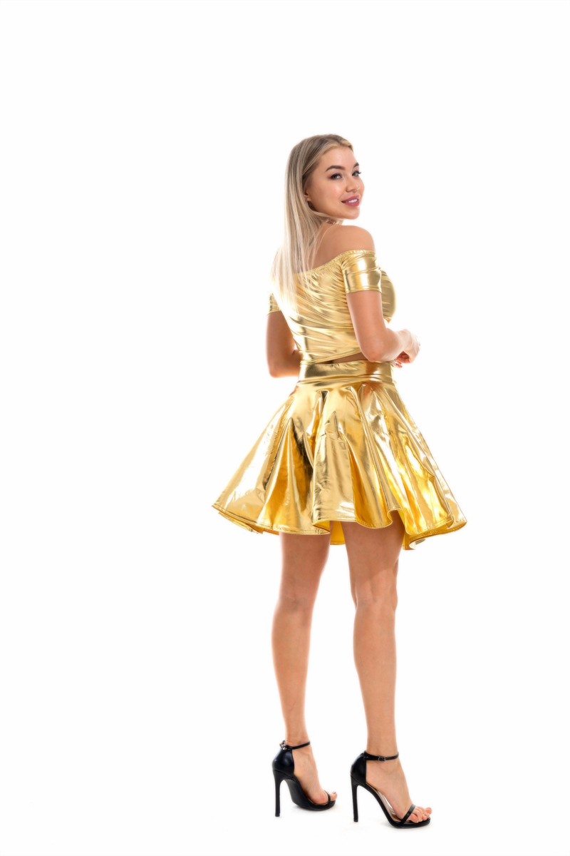 2 Pieces Women Club Shinning Slim-fit Off-shoulder Mini Vest Skirt - AwwwCos